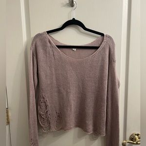 Dusty Purple Distressed Sweater